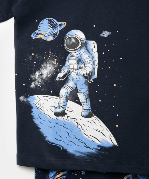 Pijama Que Alumbra Para Bebé Niño En Tela Suave Color Azul Oscuro