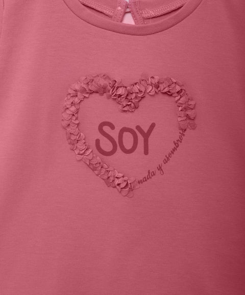 Camiseta Manga Corta Para Recién Nacida En Licra Color Salmon