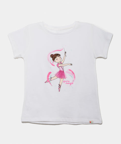 Camiseta Manga Corta Para Bebe Niña En Licra Color Blanco