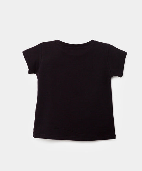 Camiseta Manga Corta Para Bebe Niña En Licra Color Negro