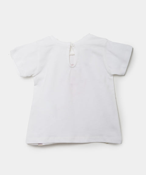Camiseta Manga Corta Para Recién Nacida En Licra Color Blanco