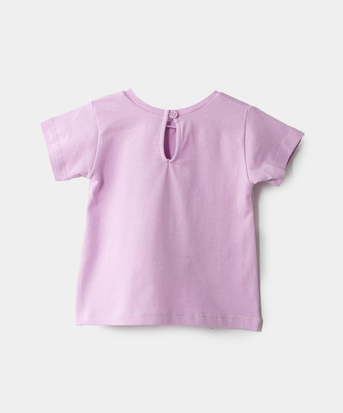 Camiseta Manga Corta Para Recién Nacida En Licra Color Morado