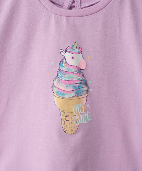 Camiseta Manga Corta Para Recién Nacida En Licra Color Morado