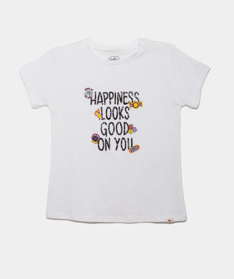 Camiseta Manga Corta Para Niña En Licra Color Blanco