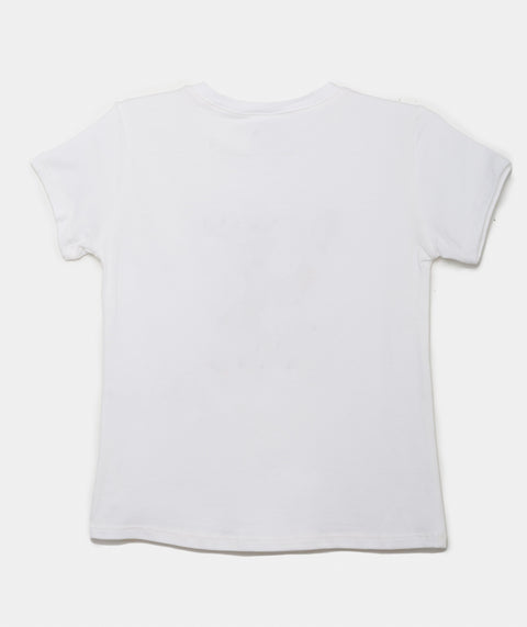 Camiseta Manga Corta Para Niña En Licra Color Blanco