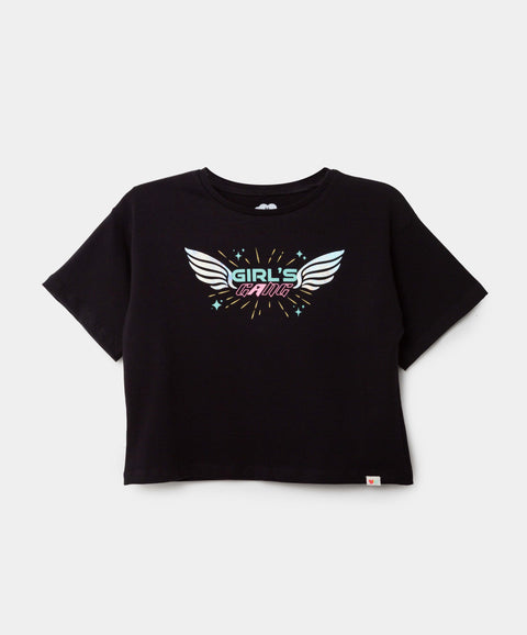 Camiseta Manga Corta Para Niña En Licra Color Negro