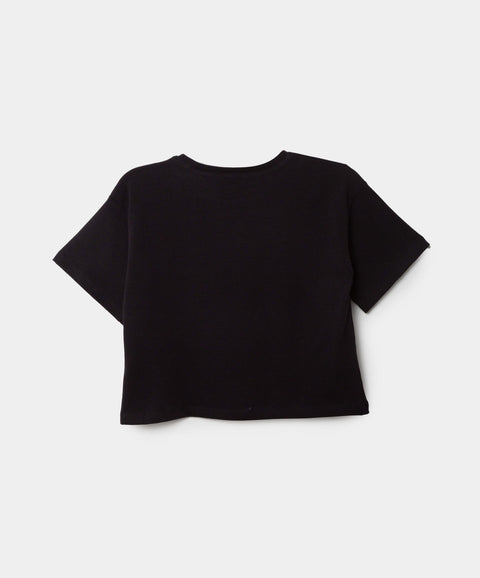 Camiseta Manga Corta Para Niña En Licra Color Negro