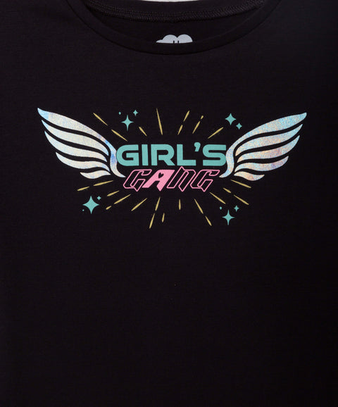 Camiseta Manga Corta Para Niña En Licra Color Negro
