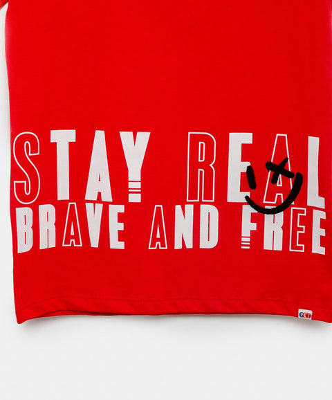 Camiseta Manga Corta Para Niño En Tela Suave Color Rojo