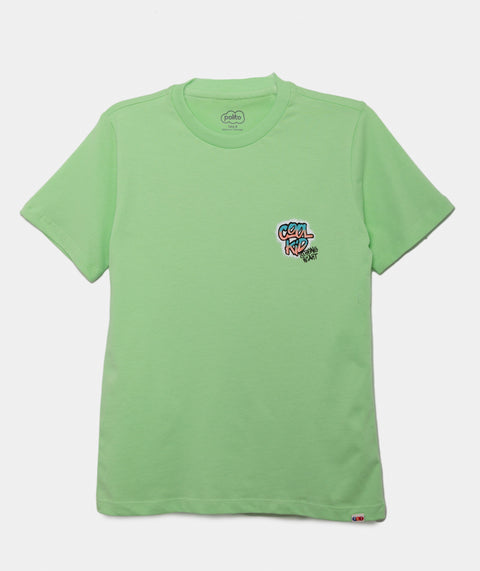 Camiseta Manga Corta Para Niño En Tela Suave Color Verde Claro