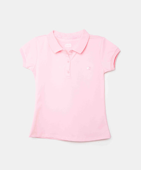 Camiseta Tipo Polo Para Niña En Algodón Color Rosa Claro