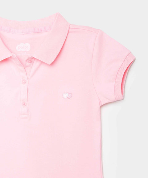 Camiseta Tipo Polo Para Niña En Algodón Color Rosa Claro