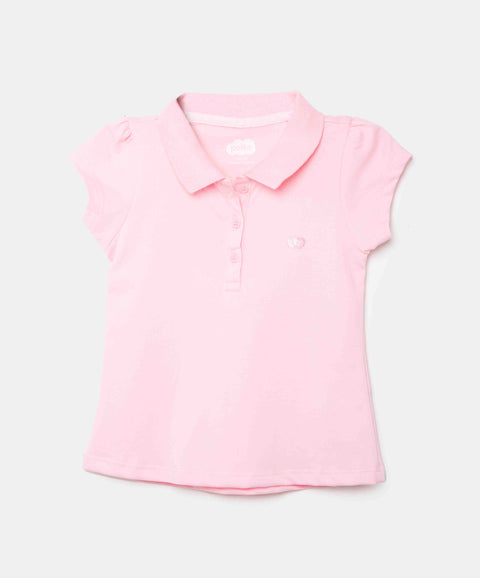 Camiseta Tipo Polo Para Bebé Niña En Algodón Color Rosa Claro