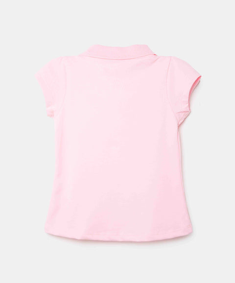 Camiseta Tipo Polo Para Bebé Niña En Algodón Color Rosa Claro