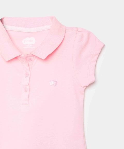Camiseta Tipo Polo Para Bebé Niña En Algodón Color Rosa Claro