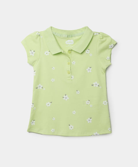 Camiseta Tipo Polo Para Bebé Niña En Algodón Color Verde