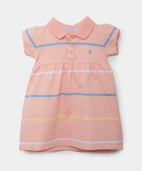 Vestido Tipo Polo Para Recién Nacida En Algodón Color Melon