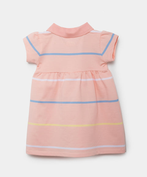 Vestido Tipo Polo Para Recién Nacida En Algodón Color Melon