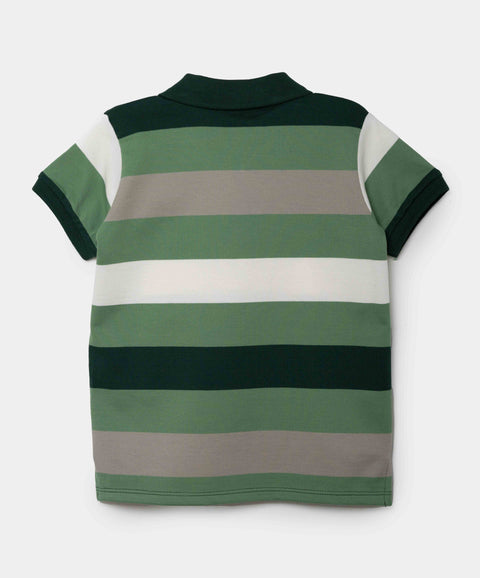 Camiseta Tipo Polo Para Bebé Niño En Algodón Color Verde Con Rayas