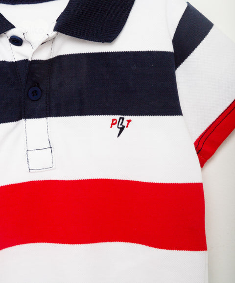 Camiseta Tipo Polo Para Recién Nacido En Algodón Color Azul Navy