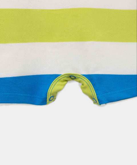 Mameluco Tipo Polo En Algodón Para Recién Nacido Color Azul Eléctrico