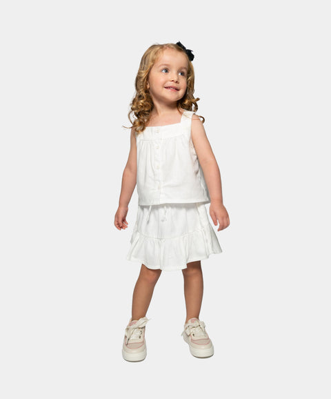 Conjunto Blusa Y Falda Para Bebé Niña En Licra Color Marfil