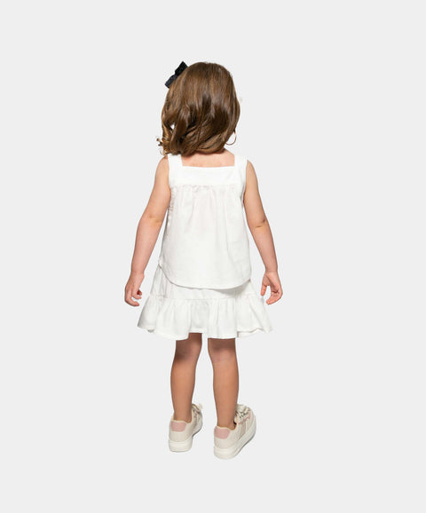 Conjunto Blusa Y Falda Para Bebé Niña En Licra Color Marfil