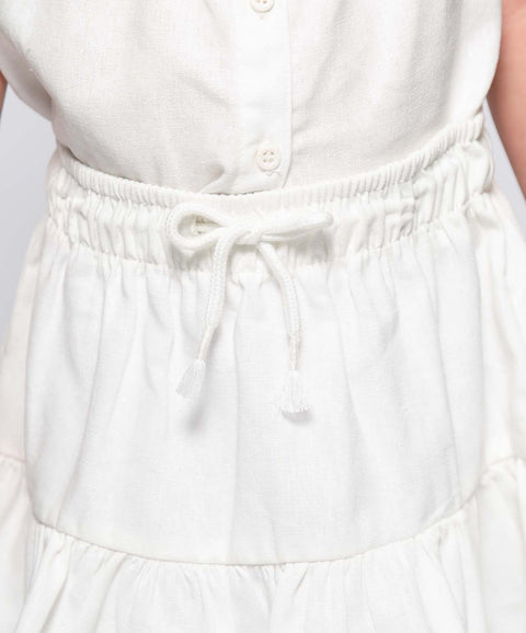 Conjunto Blusa Y Falda Para Bebé Niña En Licra Color Marfil