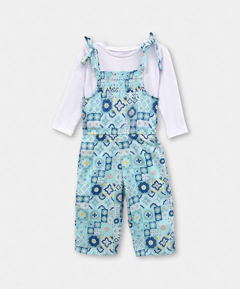 Conjunto Enterizo Y Camiseta Manga Larga Para Bebé Niña Color Azul Estampado