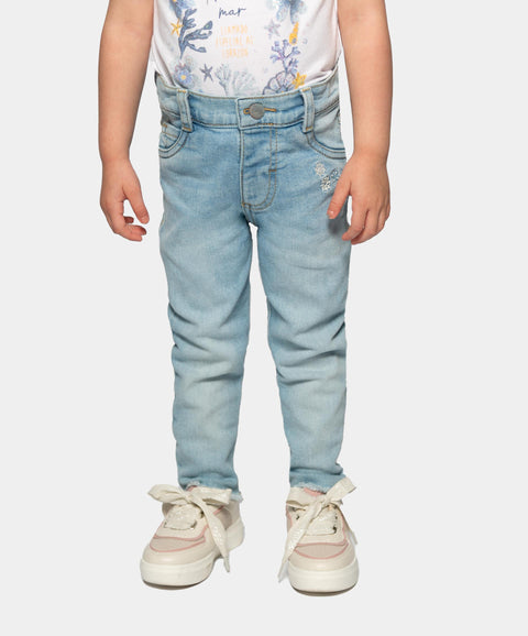 Jean Slim Para Bebé Niña En Denim Color Índigo Claro