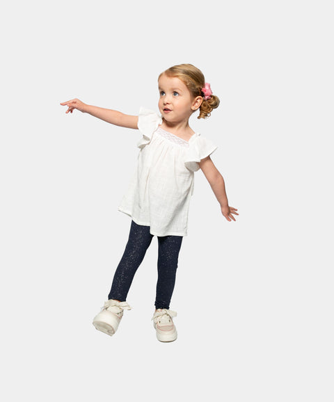 Conjunto Blusa Y Leggins Para Bebé Niña En Licra Color Blanco