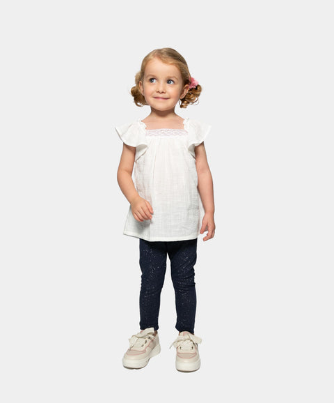 Conjunto Blusa Y Leggins Para Bebé Niña En Licra Color Blanco