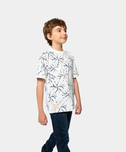 Camiseta Manga Corta Para Niño En Tela Suave Color Blanco Estampado