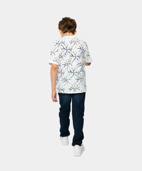 Camiseta Manga Corta Para Niño En Tela Suave Color Blanco Estampado