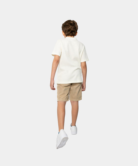 Camiseta Manga Corta Para Niño En Tela Suave Color Marfil