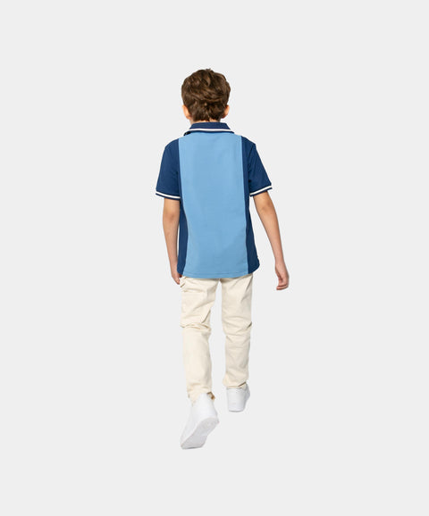 Camiseta Tipo Polo Para Niño En Algodón Color Azul
