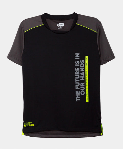 Camiseta Manga Corta Para Niño En Microfibra Color Negro