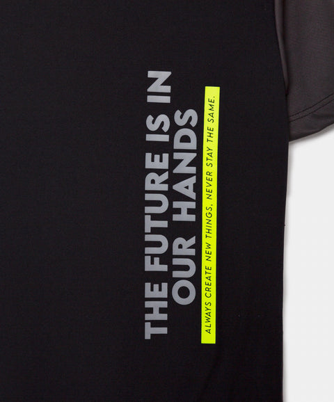 Camiseta Manga Corta Para Niño En Microfibra Color Negro