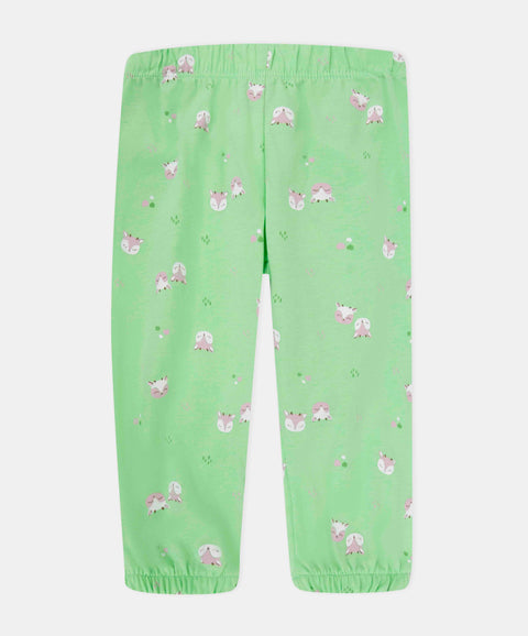 Pijama Camiseta Y Pantalón Para Recién Nacida Color Marfil Y Verde Claro