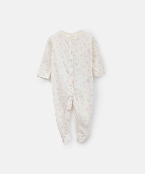 Pijama Entera Para Recién Nacida En Tela Suave Color Marfil
