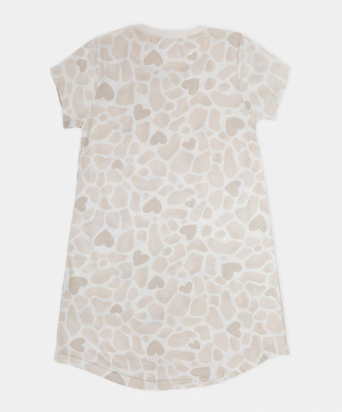 Pijama De Vestido Para Niña En Algodón Color Marfil Estampado