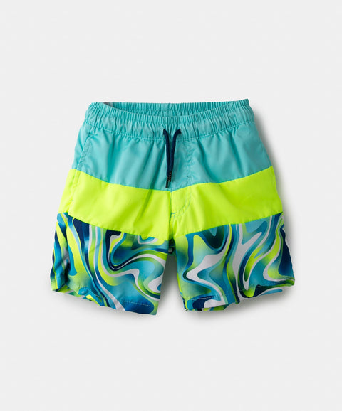 Bermuda De Playa Para Niño En Microtech Color Verde Neón