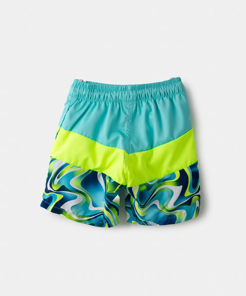 Bermuda De Playa Para Niño En Microtech Color Verde Neón