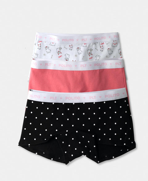Paquete De Panties X 3 Para Niña En Algodón Color Negro Blanco Y Rosado