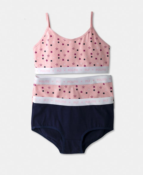 Paquete De Top Y Panties Para Niña En Algodón Color Rosado