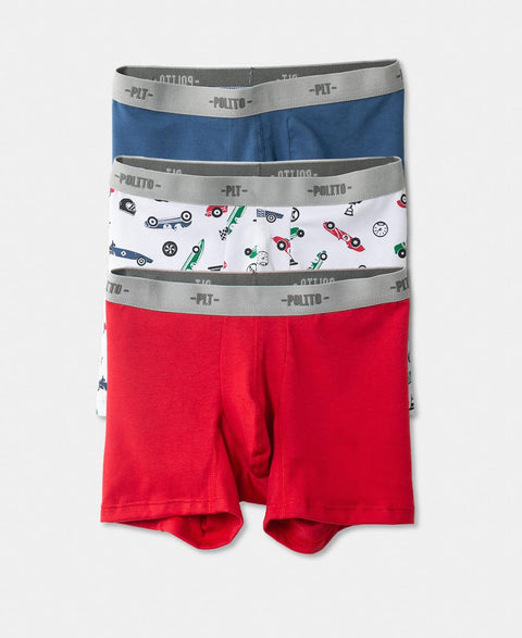 Paquete De Bóxer X 3 Para Niño En Algodón Color Rojo Azul y Blanco