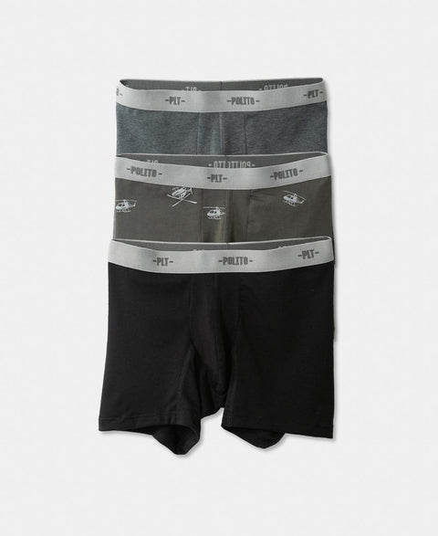 Paquete De Bóxer X 3 Para Niño En Algodón Color Verde Gris Y Negro