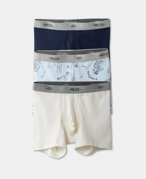 Paquete De Bóxer X 3 Para Niño En Algodón Color Azul Y Crudo