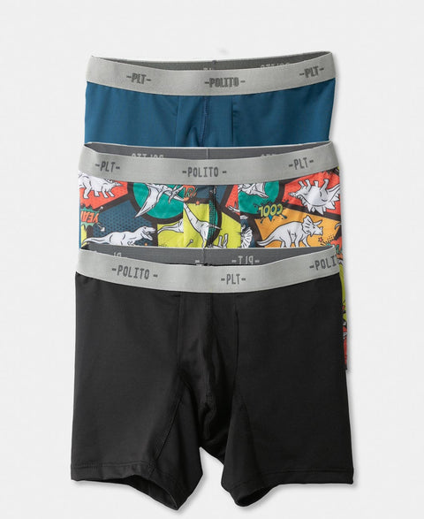 Paquete De Bóxer X 3 Para Niño En Algodón Color Azul Negro Y Estampado