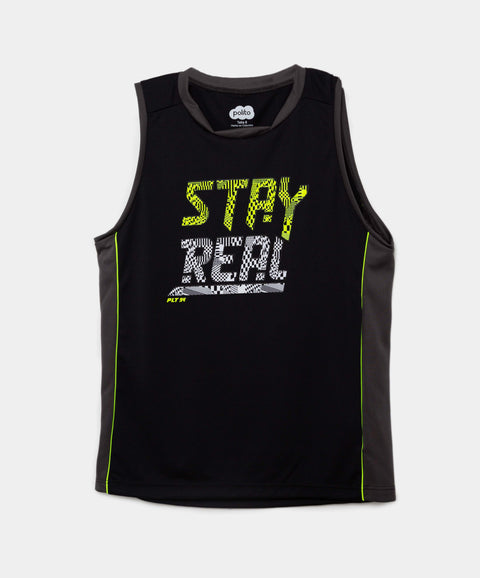 Camiseta Manga Sisa Para Niño En Microfibra Color Negro